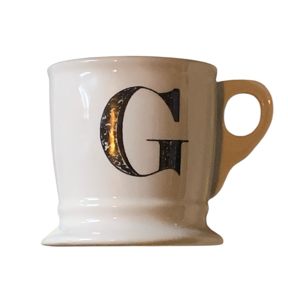 Anthropologie Monogram Letter Initial "G" Shaving Style Footed Coffee Mug